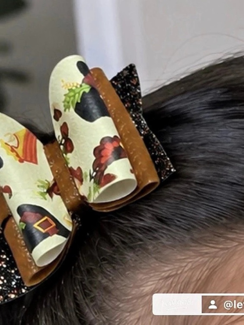 Floral Sequin Hair Bow in Black & Brown